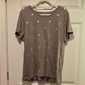 J. Crew Gray With Metallic Hearts Collector Tee